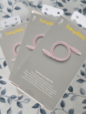 3 heyday Pink USB-C PD Charging Cables